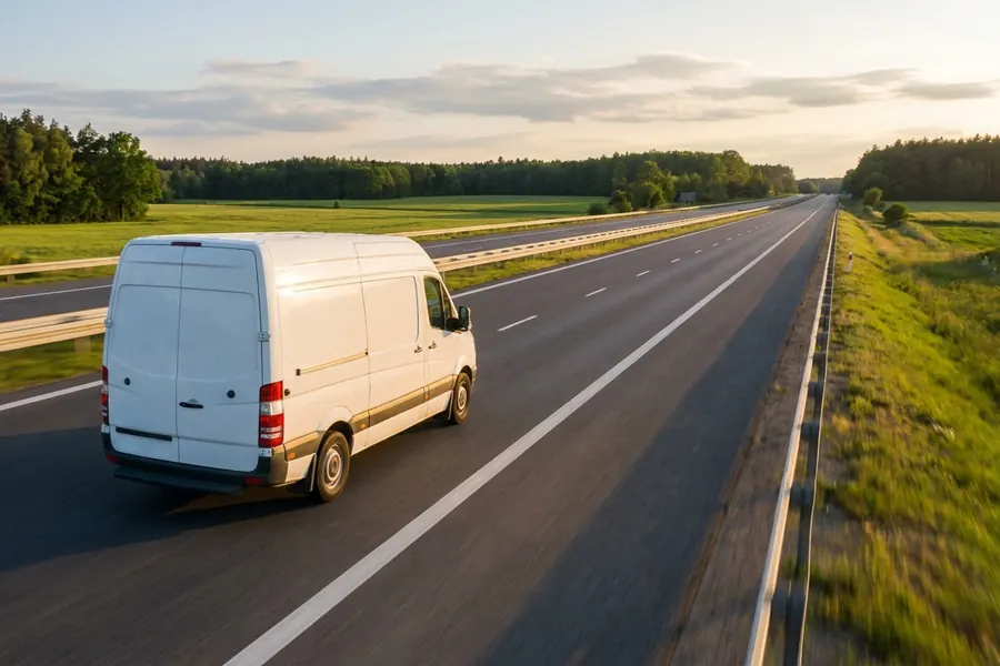 Auto transportu medycznego w trasie na drodze ekspresowej